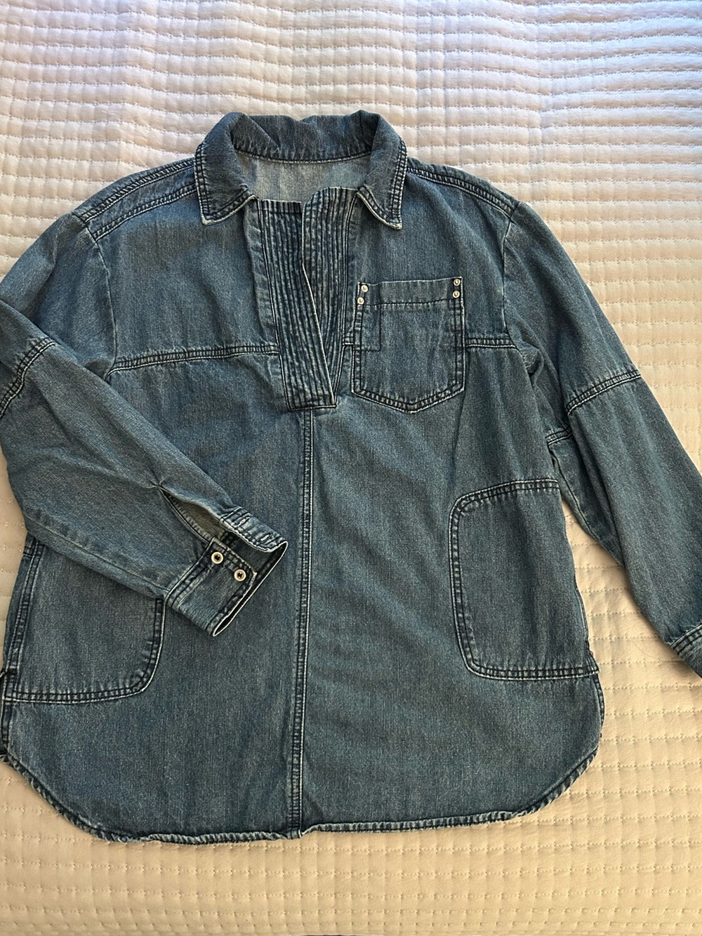 Denim Pull Over Tunic Shirt Women's Medium